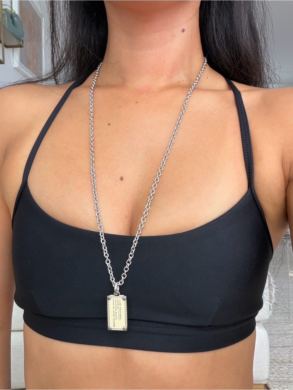 Marc By Marc Jacobs NWT Silver-Tone Dog Tag Pendant Necklace in Cream
